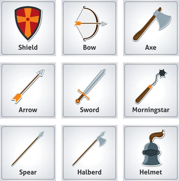Armi medievali piatte — Vettoriale Stock