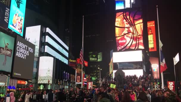 Nueva York Octubre 2016 Times Square Con Los Signos Publicidad — Vídeo de stock