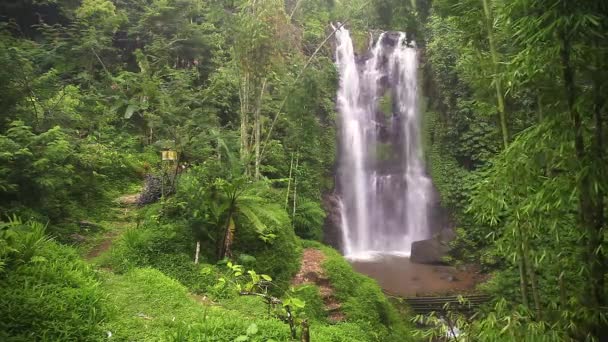 这是巴厘岛的景点之一的视频显示瀑布 — 图库视频影像
