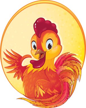 Sevimli kırmızı ateş horoz Çin yeni yılı için. 