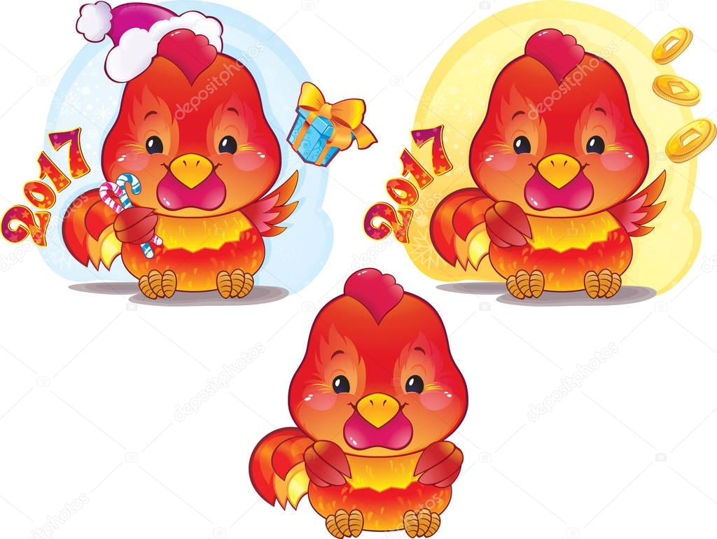 Cute Symbol of Chinese Horoscope - Fire Rooster