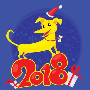 Sarı bir köpek yeni yıl 2018 Çince Zodyak sembolüdür.