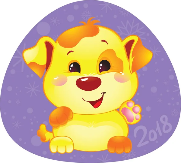 Símbolo lindo del horóscopo chino - Perro amarillo — Vector de stock