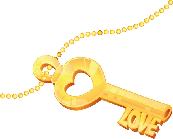 Golden Love chave com cortes estilizados —  Vetores de Stock