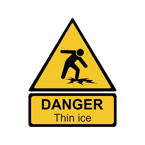 Advertencia diseño de vectores de signos de hielo delgado — Vector de stock