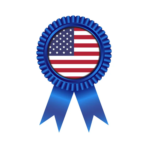 Medalla con diseño de ilustración de bandera de Estados Unidos de América — Vector de stock