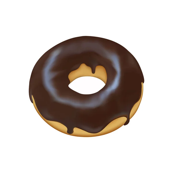 Donut Anillo Glaseado Con Chocolate Diseño Vectorial Aislado Sobre Fondo — Archivo Imágenes Vectoriales