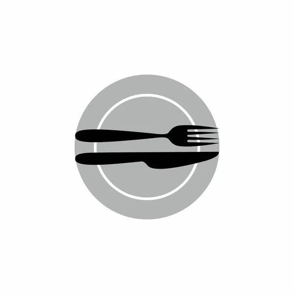 Fork Faca Placa Ícone Projeto Vetorial Isolado Fundo Branco — Vetor de Stock