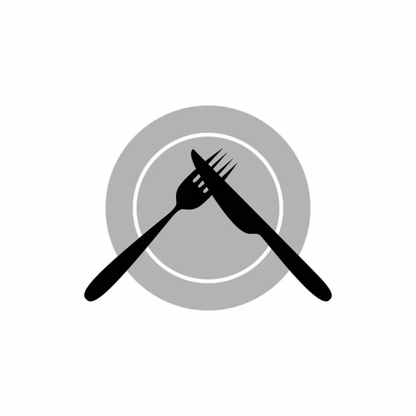 Fork Faca Placa Ícone Projeto Vetorial Isolado Fundo Branco — Vetor de Stock