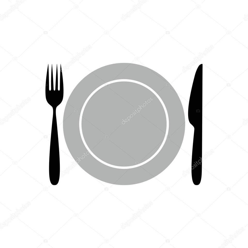 Fork knife and plate icon. Vector design isolated on white background