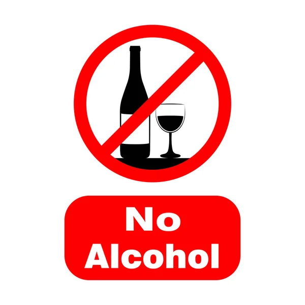 Ingen Alkohol Skylt Eller Symbol Vektor Design Isolerad Vit Bakgrund — Stock vektor