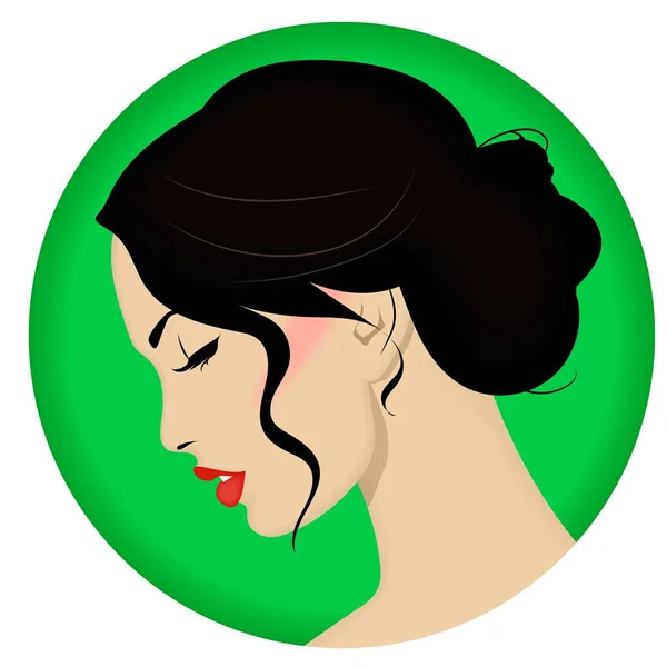 Vacker kvinna med retro frisyr och snygg makeup. Skönhet vektor symbol. — Stock vektor