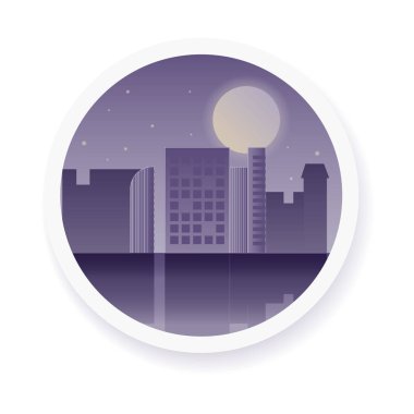 Vektör gece city gökyüzü illüstrasyon moon ile
