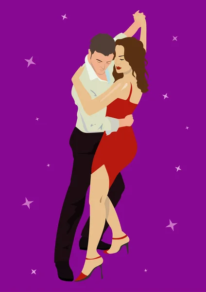 Salsa Dans par man och kvinna i vector. Internationella tango dag — Stock vektor