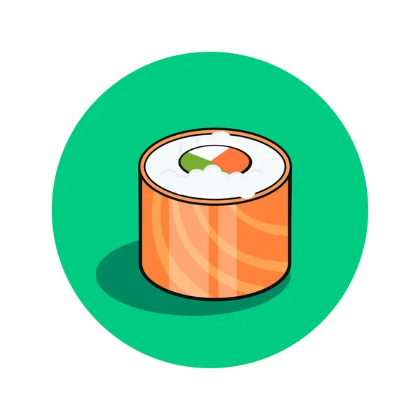 Philadelphiai sushi. Japán hagyományos élelmiszer ikon lazacfilével. Elszigetelt vektor illusztráció. — Stock Vector