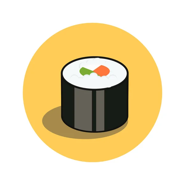 ロール寿司です。サーモンと日本の伝統的な食べ物アイコンは魚の切り身です。分離ベクトル図. — ストックベクタ