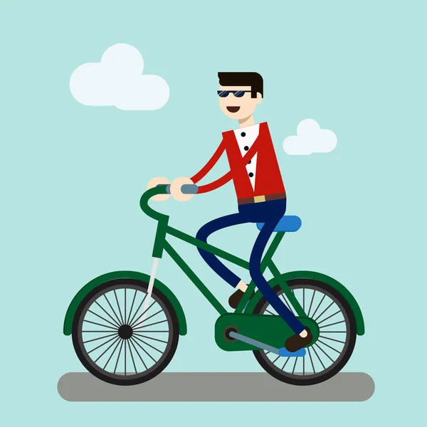 Business man on bike go to work in city.energy saving for world.people business — Stock Vector