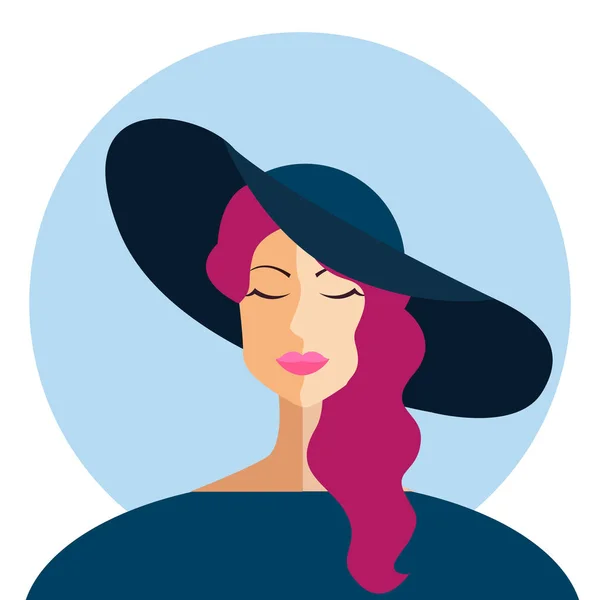 Belle jeune femme avec lunettes de soleil et chapeau, style rétro . — Image vectorielle