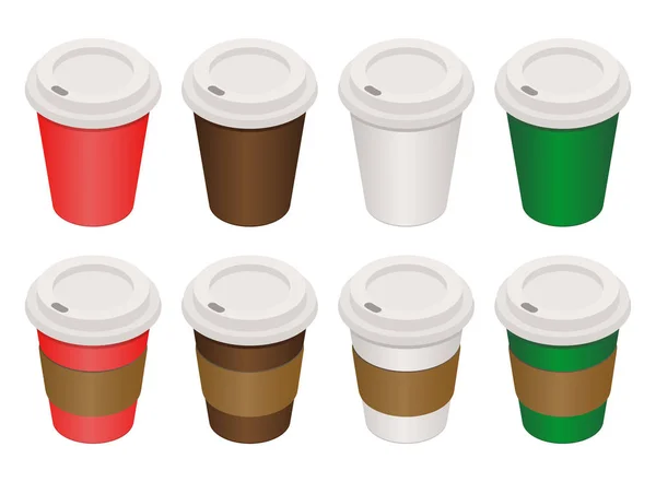 Koffie cups isometrisch — Stockvector