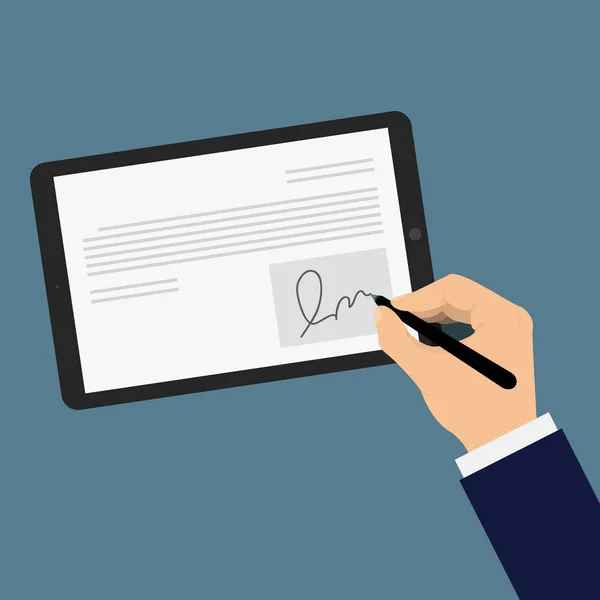 Tableta digital de firma — Vector de stock