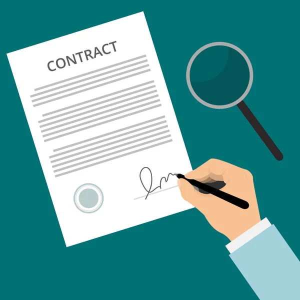 Підписання контракту зелений — стоковий вектор