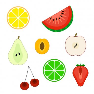 Düz cuted meyve simgeler kümesi