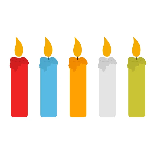 Set von farbigen Kerzen Vektor Illustration — Stockvektor