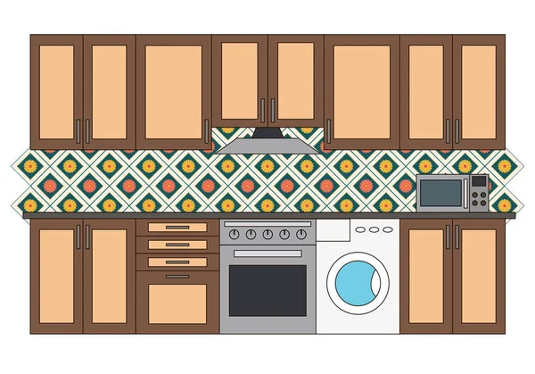 Wohnung isolierte Küche Zimmer — Stockvektor