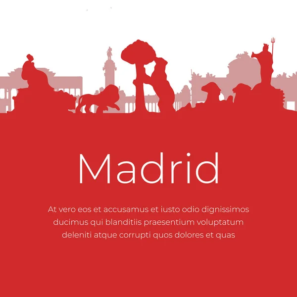 Madrid Spanje bezienswaardigheden en monumenten — Stockvector