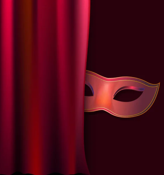 Conceito de carnaval com cortina de teatro e máscara. Vector. Abstrato . — Vetor de Stock