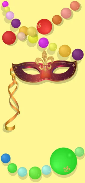 Καρναβάλι έννοια αυλαίες θεάτρων και μάσκα. Προσκαλέστε Mardi Gras. Διάνυσμα. Περίληψη. — Διανυσματικό Αρχείο