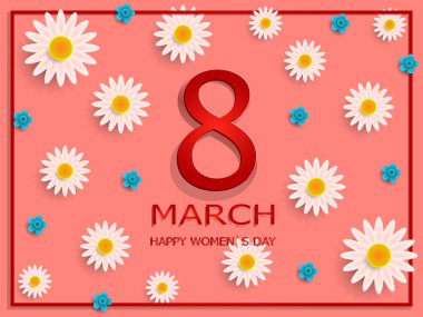 8 Mart. Çiçek tebrik kartı. 