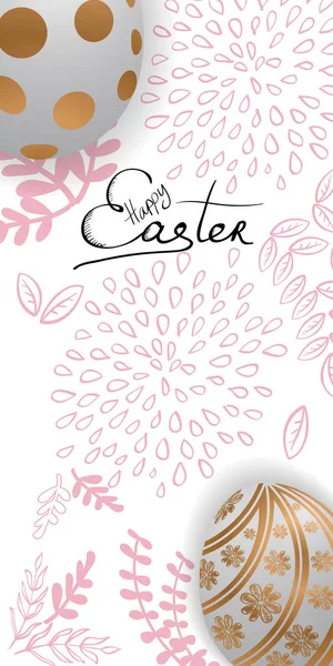 Frohe Osterkarte mit Ostereiern und Grüßen. — Stockvektor