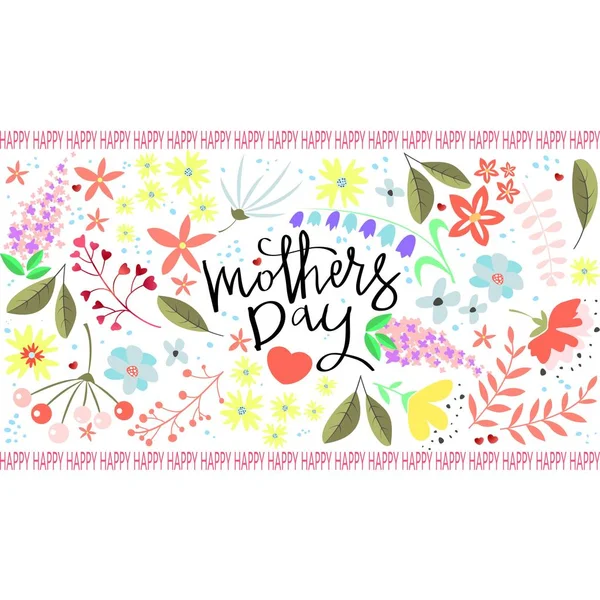 Happy Mothers day handdrawn card — Stock Vector