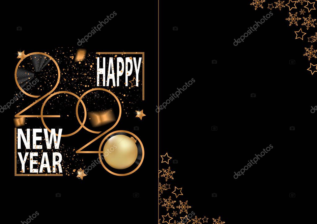 Happy New Year 2020 card design. Cover of business diary for 2020 Vector illustration