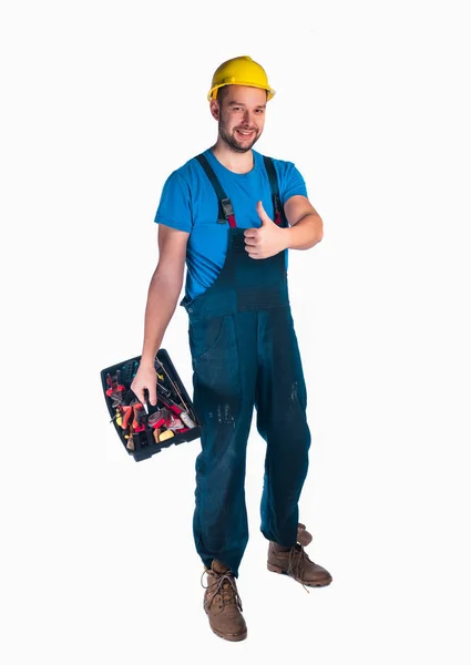Porträt eines Heimwerkers mit Werkzeugkiste — Stockfoto
