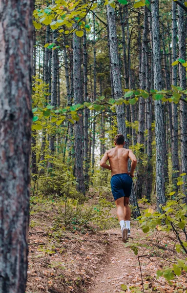 山地田径运动运动员在跑步过程中为健康和健康的生活方式进行训练 — 图库照片