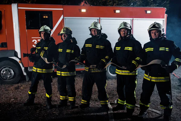 Fire department in the field during a fire emergency situation