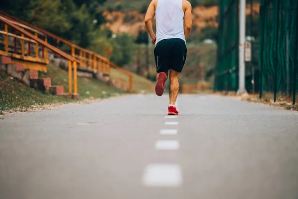 Knappe Runner Trainen Door Hardlopen Joggen Stad — Stockfoto