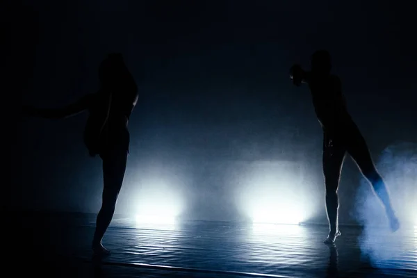 Eleganti Ballerini Che Esercitano Pose Durante Una Lezione Danza — Foto Stock