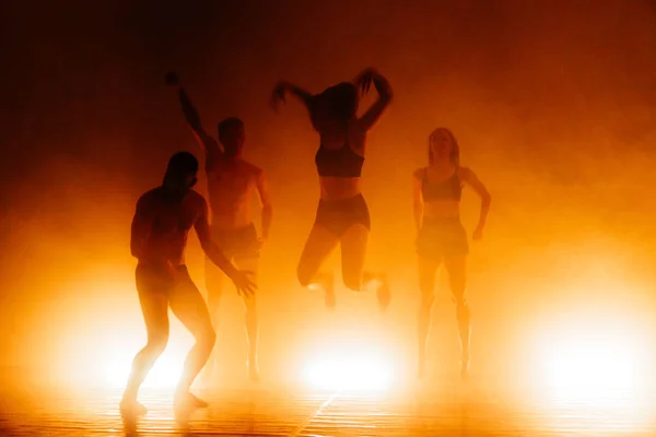 Interpreti Danza Contemporanea Che Esercitano Durante Una Lezione Danza — Foto Stock
