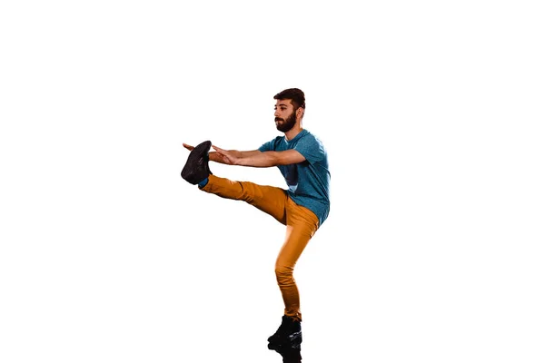 Handsome Guy Prepare Breakdancing White Background — Stock Photo, Image