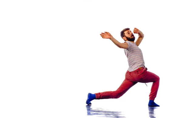 Joven Bailarín Guapo Movimiento Está Bailando Estudio —  Fotos de Stock