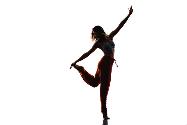 Dançarina Moderna Artística Praticando Movimentos Dança Estúdio — Fotografia de Stock