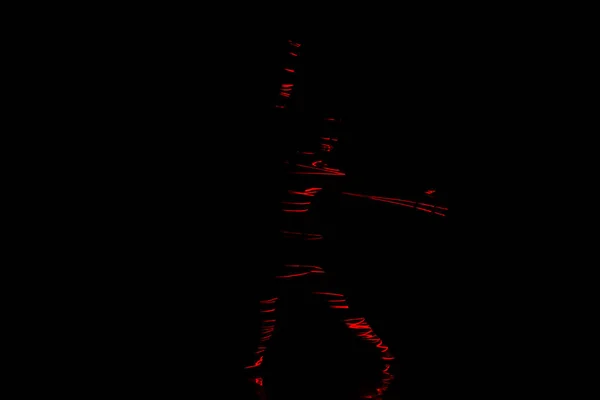 Promienie Laserowe Zarys Artysty Tańca Wykonującego Elegancką Choreografię Taneczną — Zdjęcie stockowe