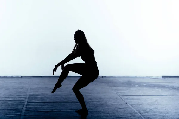 Slim Donna Atletica Collant Che Eseguono Balletto Stile Moderno — Foto Stock