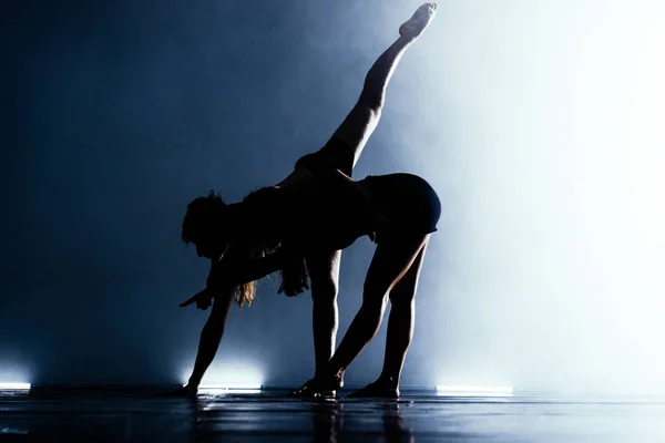 Schöne Schlanke Junge Tanzpartnerinnen Führen Elegante Ballettchoreographien Auf — Stockfoto