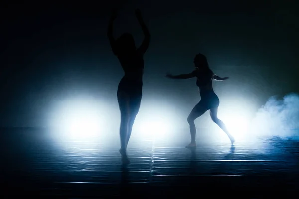 Bella Sottile Giovani Partner Danza Che Eseguono Eleganti Coreografie Balletto — Foto Stock
