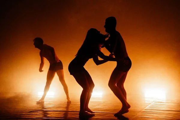 Balletto Eseguito Gruppo Artisti Che Indossano Collant Neri — Foto Stock