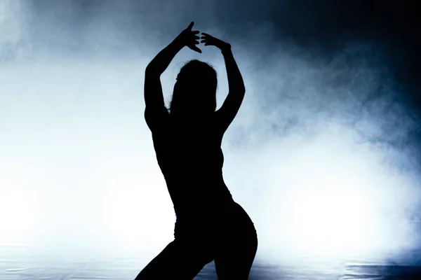 Schöne Stilvolle Silhouette Mädchen Üben Moderne Ballett Choreographie — Stockfoto